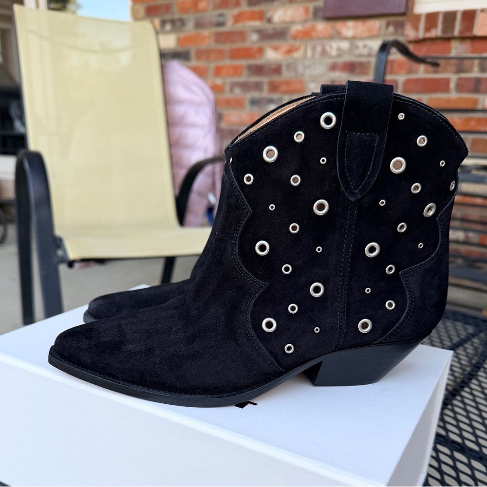 Isabel Marant Black Ankle Boots with Silver Eyelets